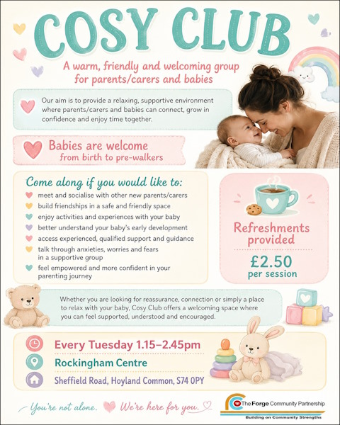 Cosy Club - At the Rockingham Centre Tuesdays 1:15pm-2:30pm